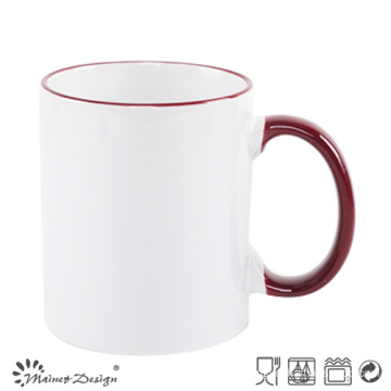 11oz Color Chnaing Mug Solid Color with Rim Glazed